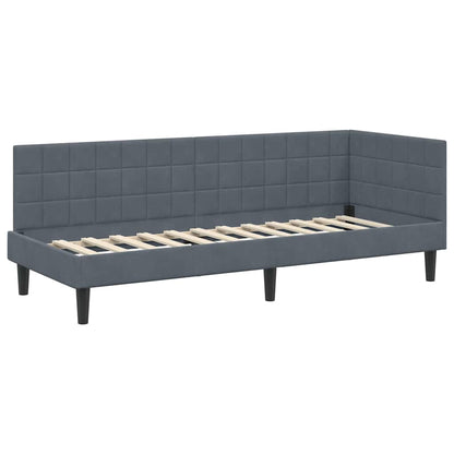 Hoekbedframe met hoofdeinde Donkergrijs 80 cm x 200 cm Fluweel