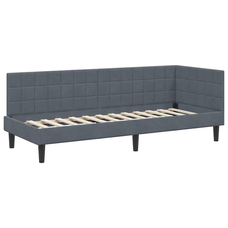 Hoekbedframe met hoofdeinde Donkergrijs 80 cm x 200 cm Fluweel