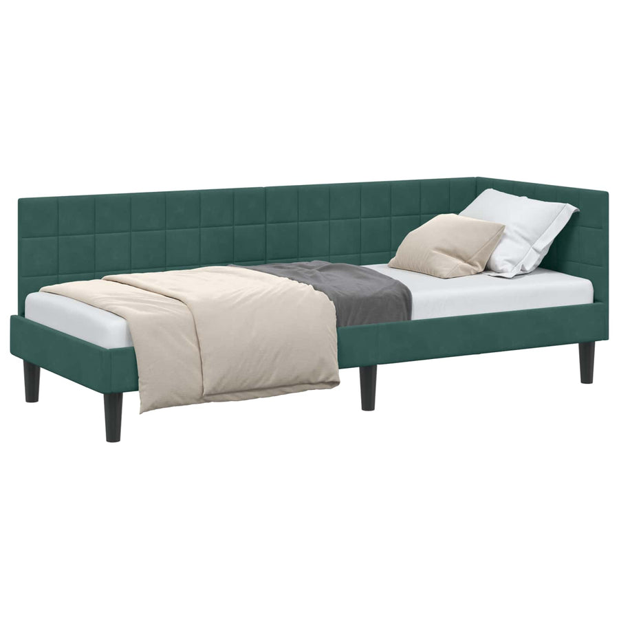 Hoekbedframe met hoofdeinde Donkergroen 80 cm x 200 cm Fluweel