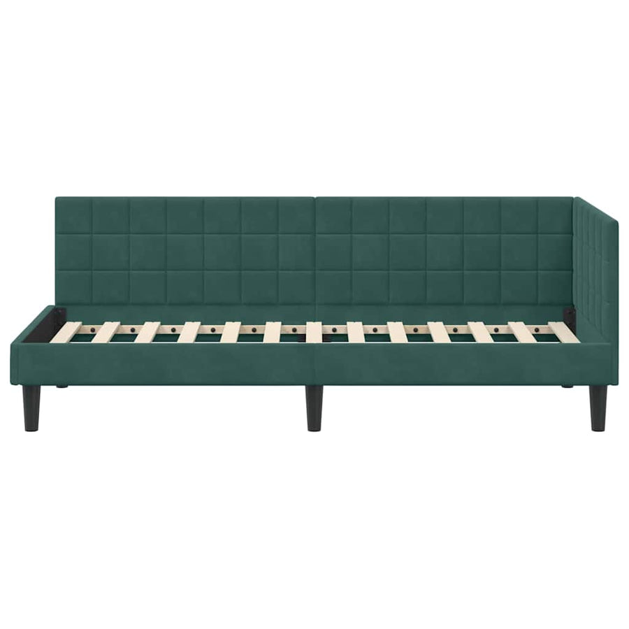 Hoekbedframe met hoofdeinde Donkergroen 80 cm x 200 cm Fluweel