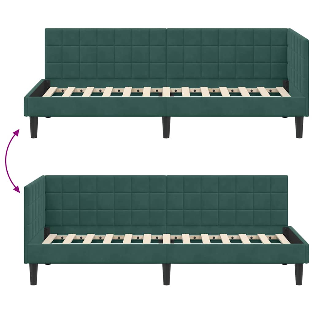 Hoekbedframe met hoofdeinde Donkergroen 80 cm x 200 cm Fluweel