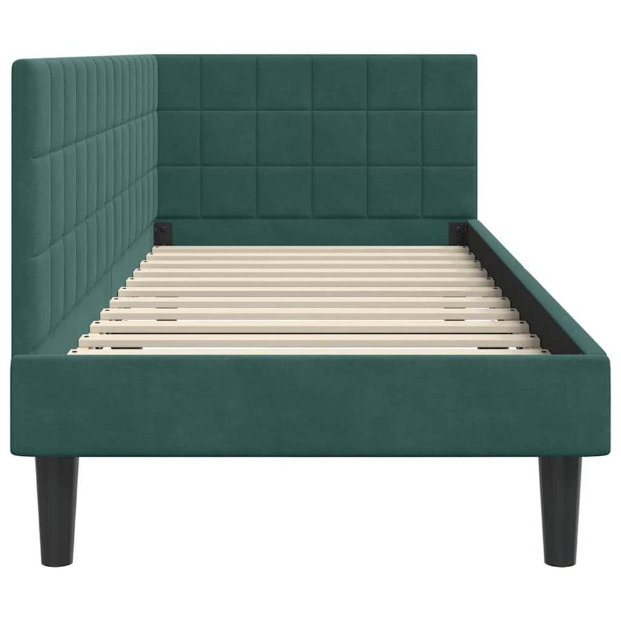 Hoekbedframe met hoofdeinde Donkergroen 80 cm x 200 cm Fluweel