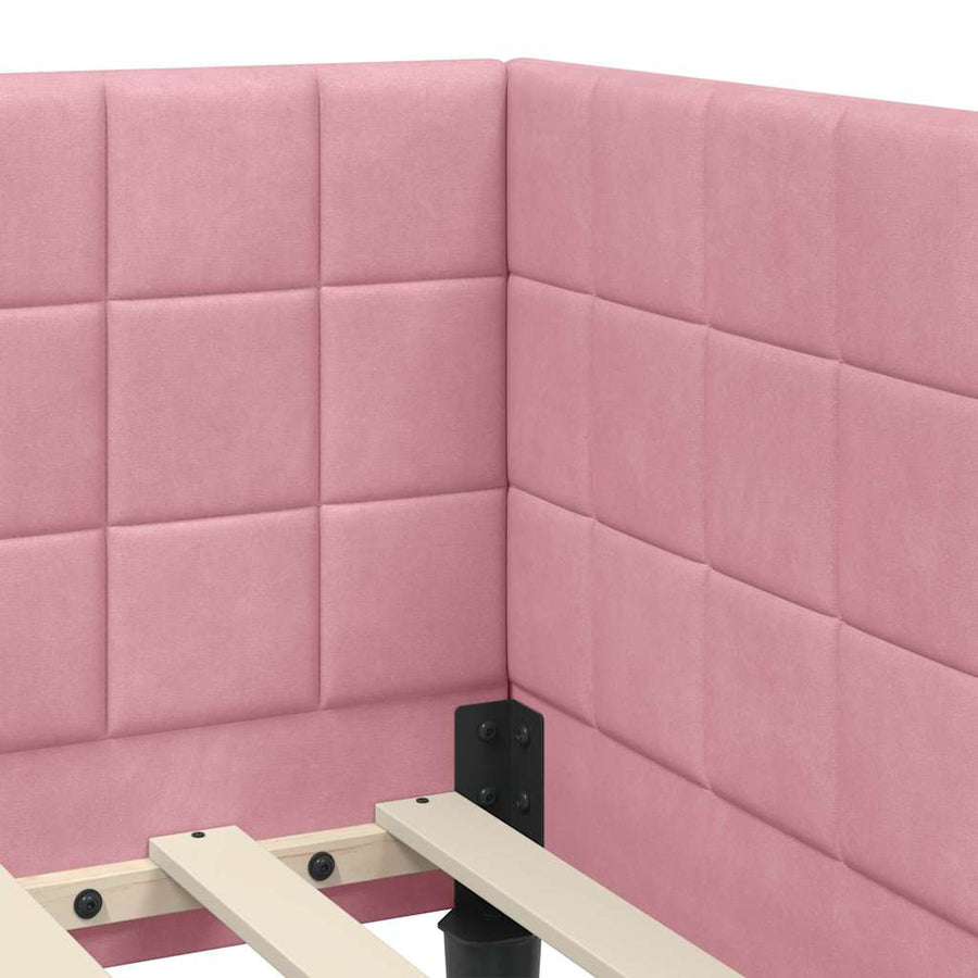 Hoekbedframe met hoofdeinde Roze 80 cm x 200 cm Fluweel