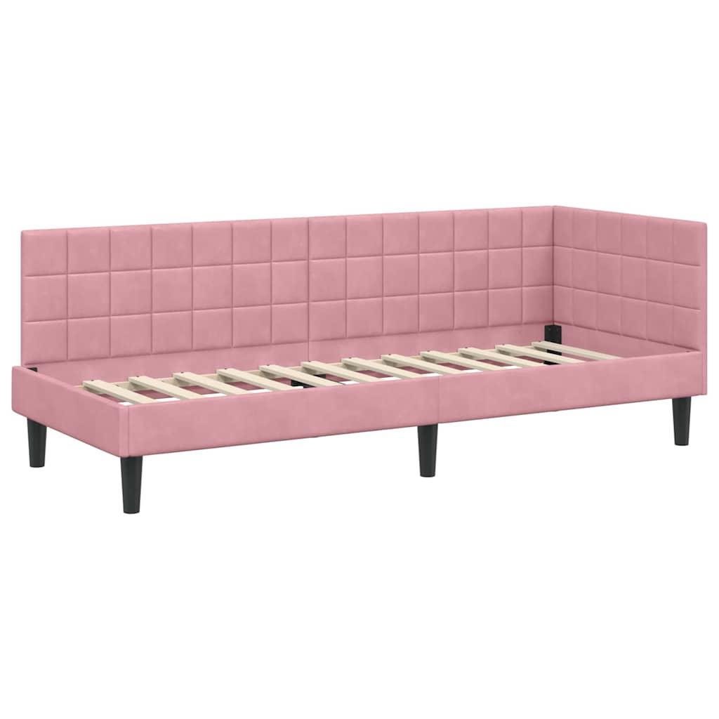 Hoekbedframe met hoofdeinde Roze 80 cm x 200 cm Fluweel