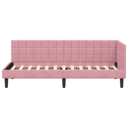 Hoekbedframe met hoofdeinde Roze 80 cm x 200 cm Fluweel
