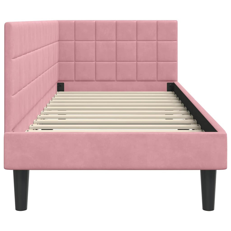 Hoekbedframe met hoofdeinde Roze 80 cm x 200 cm Fluweel
