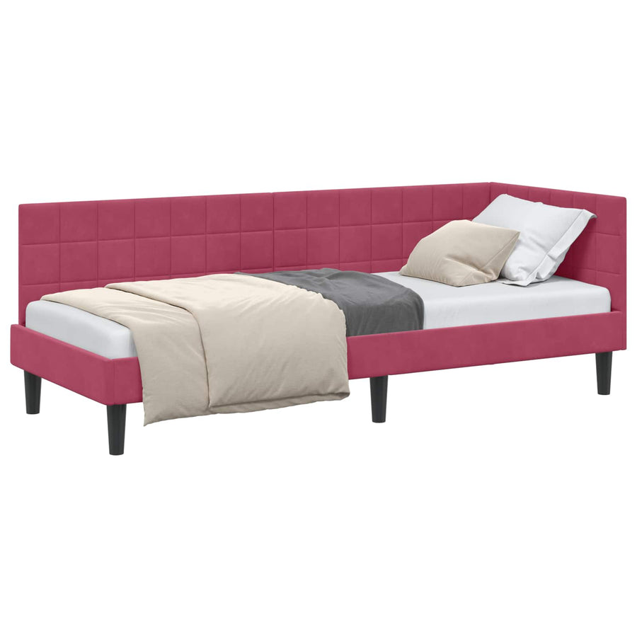 Hoekbedframe met hoofdeinde Wijnrood 80 cm x 200 cm Fluweel
