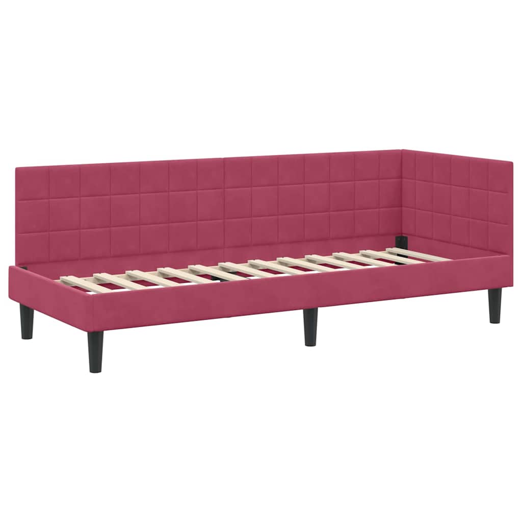 Hoekbedframe met hoofdeinde Wijnrood 80 cm x 200 cm Fluweel