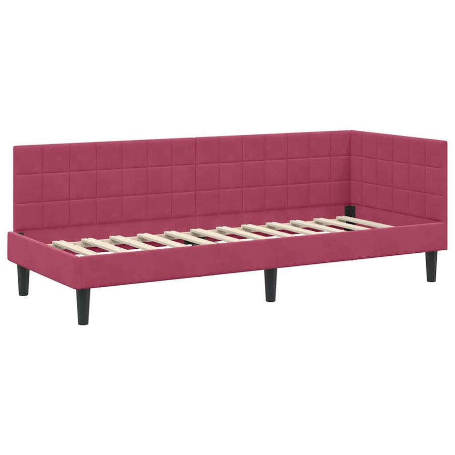 Hoekbedframe met hoofdeinde Wijnrood 80 cm x 200 cm Fluweel