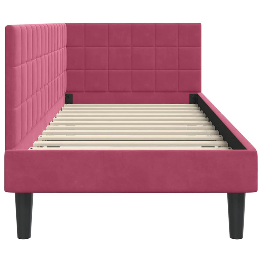 Hoekbedframe met hoofdeinde Wijnrood 80 cm x 200 cm Fluweel