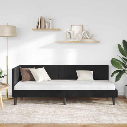 Hoekbedframe met hoofdeinde Zwart 80 cm x 200 cm Fluweel