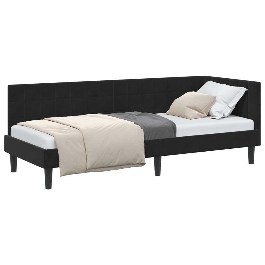Hoekbedframe met hoofdeinde Zwart 80 cm x 200 cm Fluweel