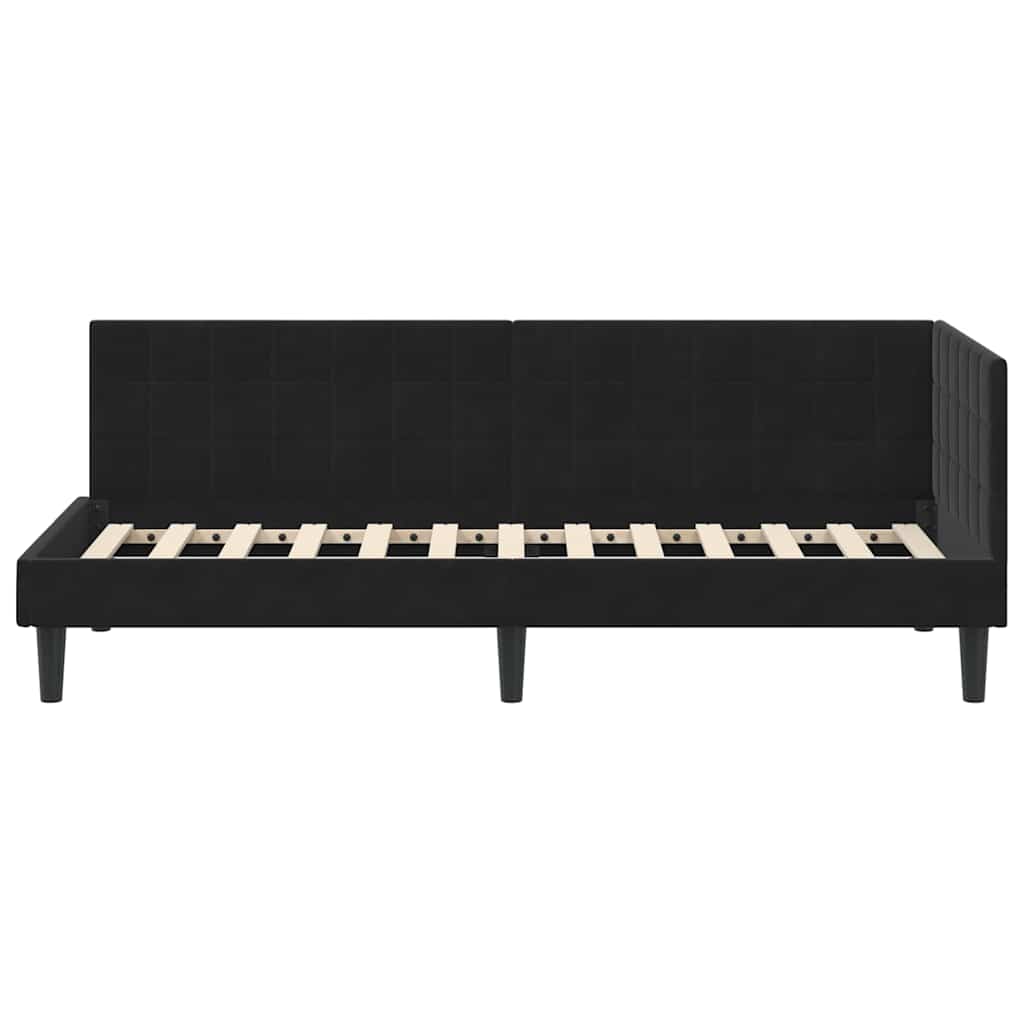 Hoekbedframe met hoofdeinde Zwart 80 cm x 200 cm Fluweel