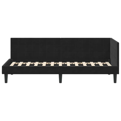 Hoekbedframe met hoofdeinde Zwart 80 cm x 200 cm Fluweel