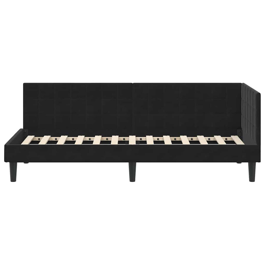 Hoekbedframe met hoofdeinde Zwart 80 cm x 200 cm Fluweel