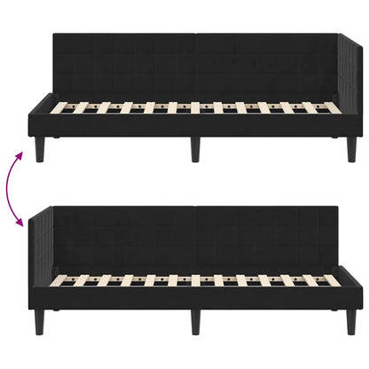 Hoekbedframe met hoofdeinde Zwart 80 cm x 200 cm Fluweel