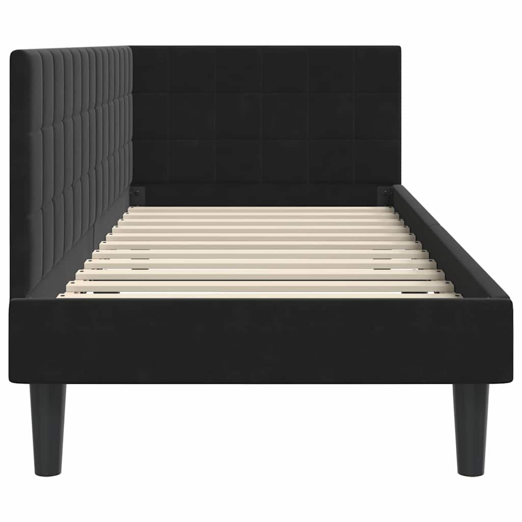 Hoekbedframe met hoofdeinde Zwart 80 cm x 200 cm Fluweel