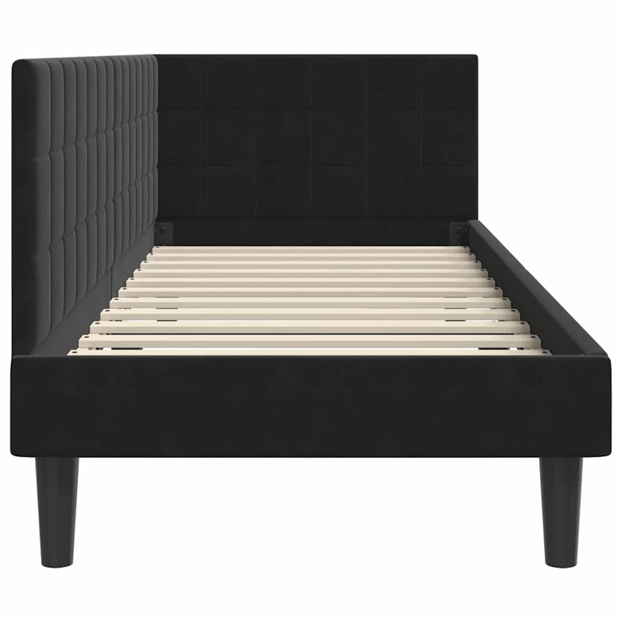 Hoekbedframe met hoofdeinde Zwart 80 cm x 200 cm Fluweel