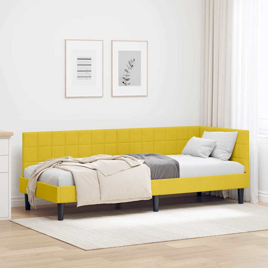 Hoekbedframe met hoofdeinde Geel 80 cm x 200 cm Fluweel