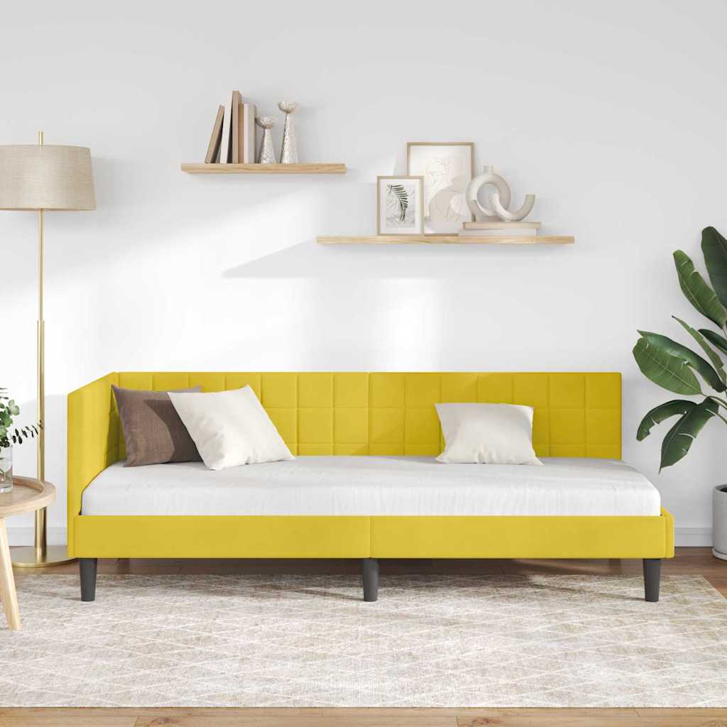 Hoekbedframe met hoofdeinde Geel 80 cm x 200 cm Fluweel