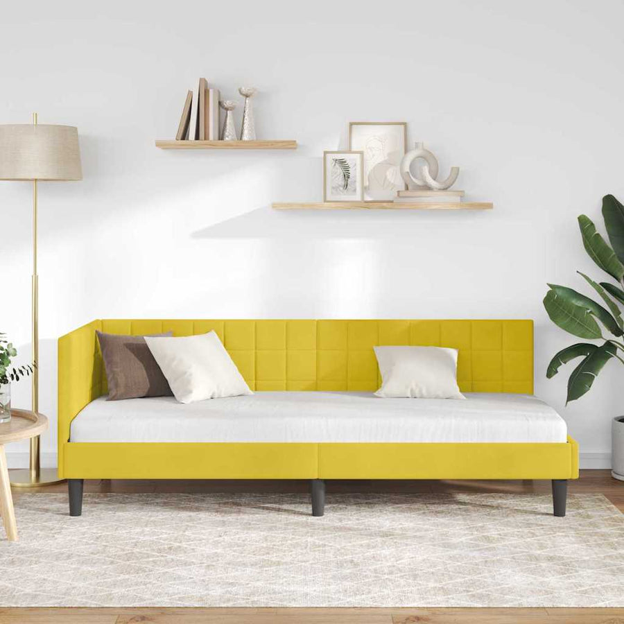 Hoekbedframe met hoofdeinde Geel 80 cm x 200 cm Fluweel
