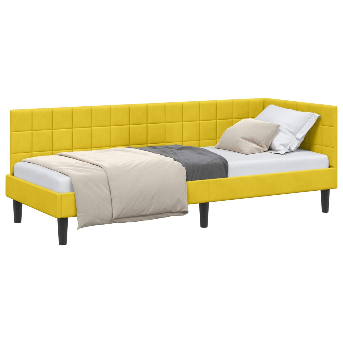 Hoekbedframe met hoofdeinde Geel 80 cm x 200 cm Fluweel