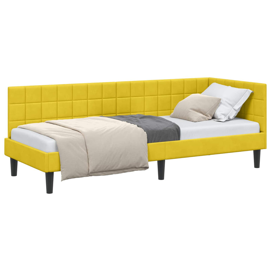 Hoekbedframe met hoofdeinde Geel 80 cm x 200 cm Fluweel