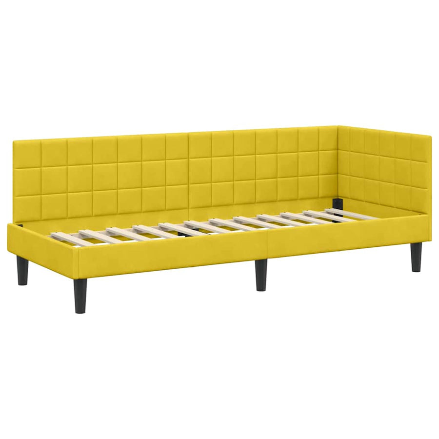 Hoekbedframe met hoofdeinde Geel 80 cm x 200 cm Fluweel
