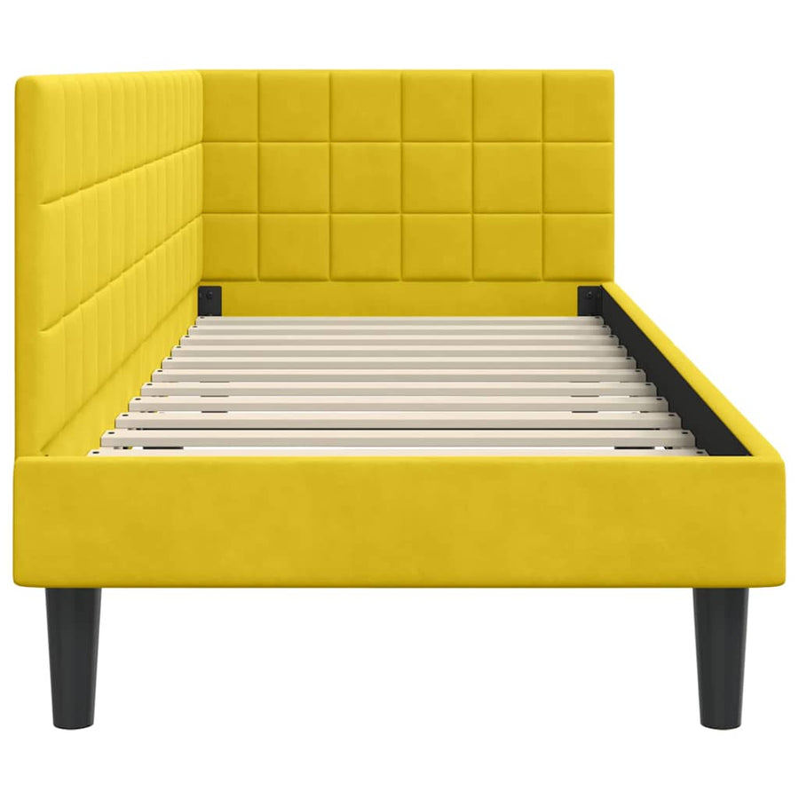 Hoekbedframe met hoofdeinde Geel 80 cm x 200 cm Fluweel