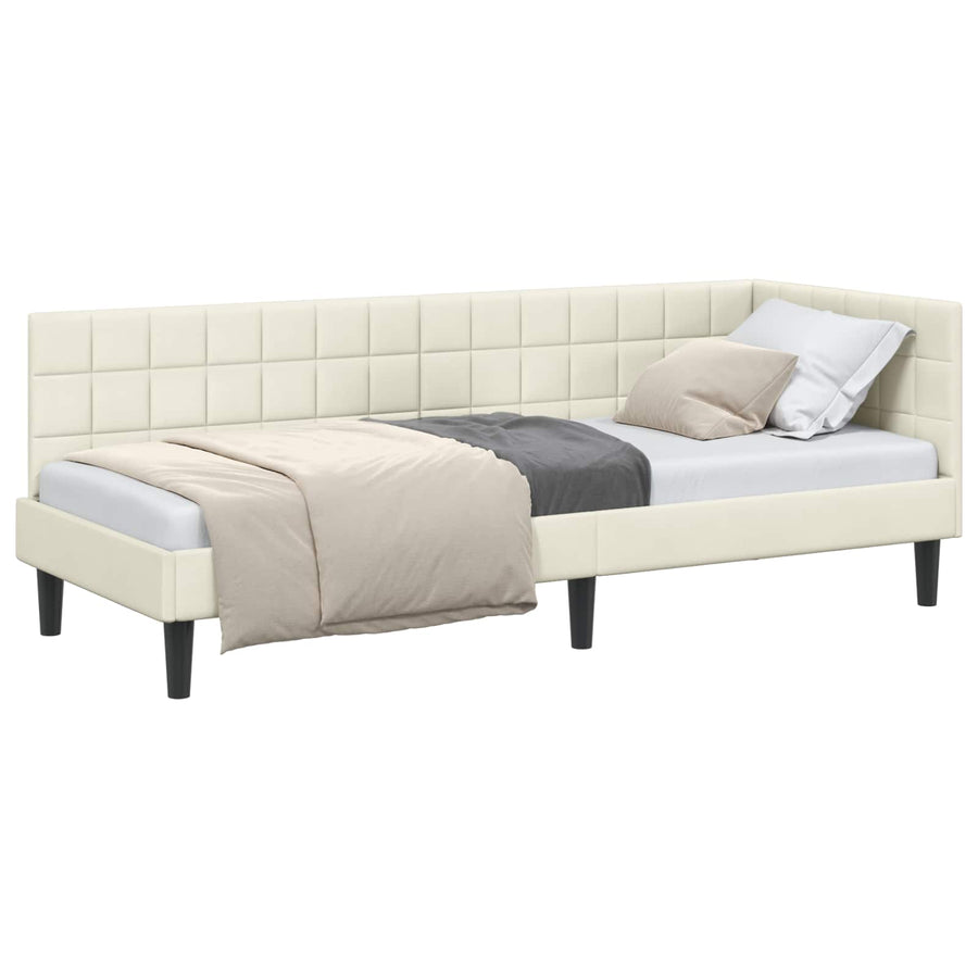 Hoekbedframe met hoofdeinde Crème 80 cm x 200 cm Fluweel