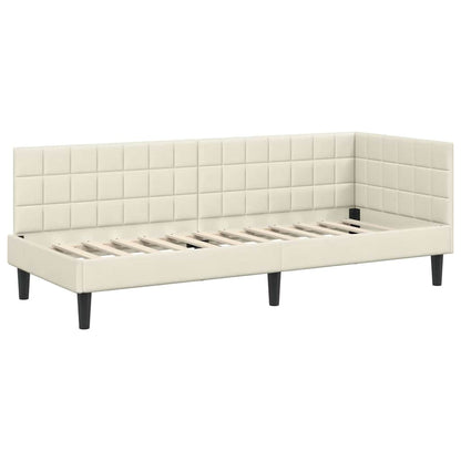 Hoekbedframe met hoofdeinde Crème 80 cm x 200 cm Fluweel