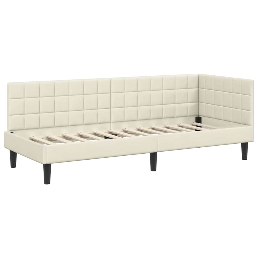 Hoekbedframe met hoofdeinde Crème 80 cm x 200 cm Fluweel