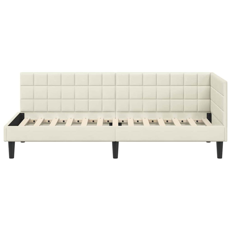 Hoekbedframe met hoofdeinde Crème 80 cm x 200 cm Fluweel