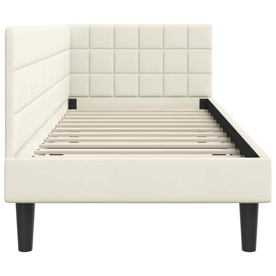 Hoekbedframe met hoofdeinde Crème 80 cm x 200 cm Fluweel