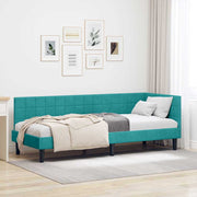 Hoekbedframe 80x200 cm turquoise fluweel