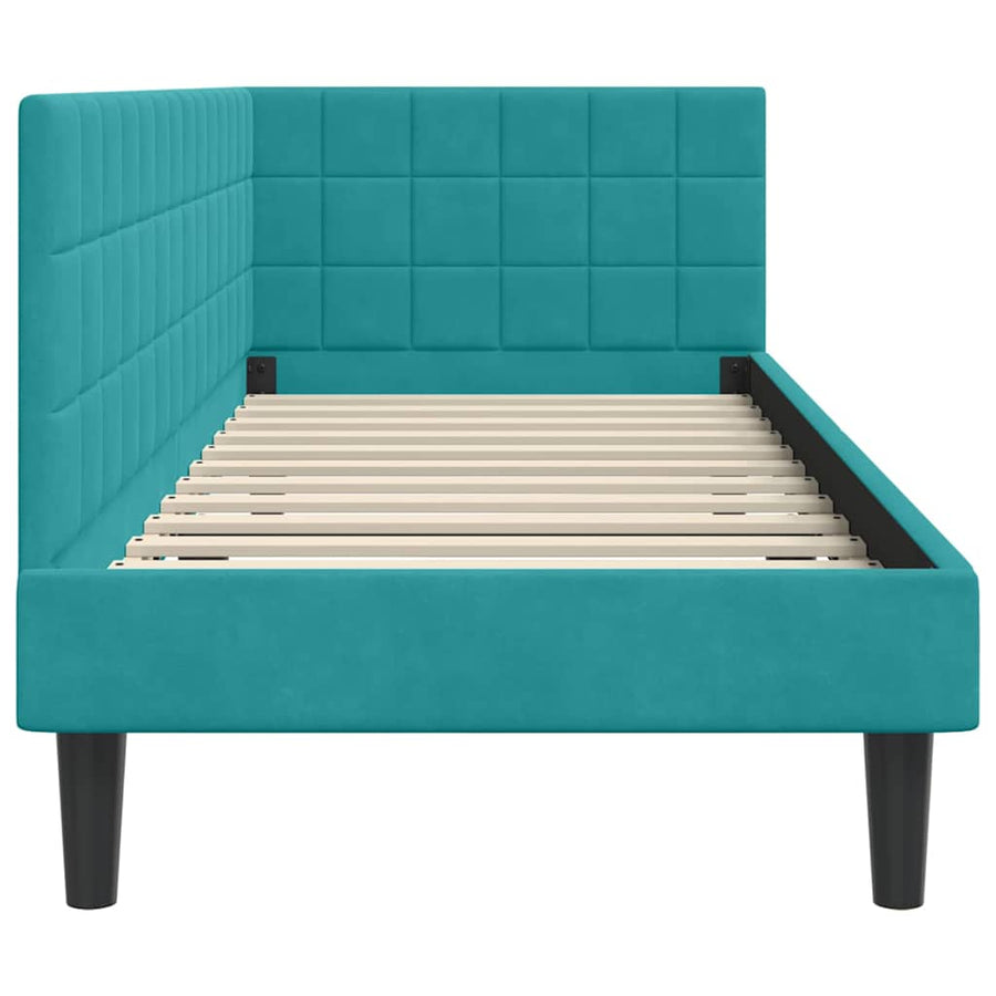 Hoekbedframe met hoofdeinde Turquoise 80 cm x 200 cm Fluweel