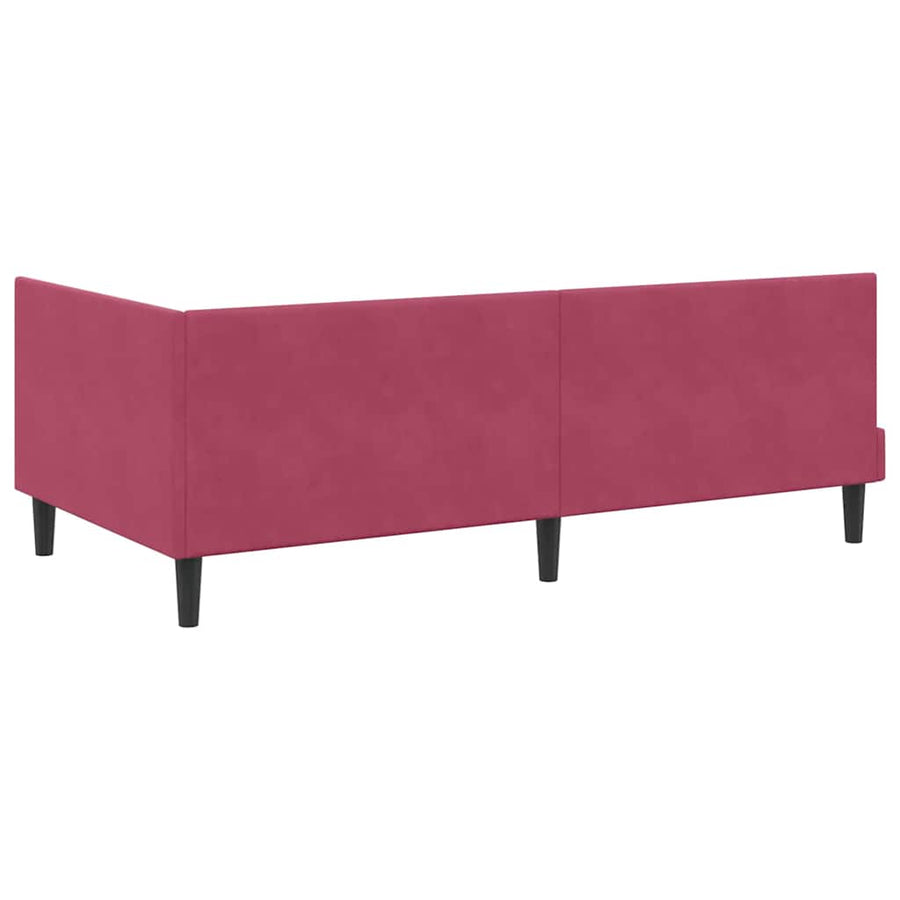 Hoekbedframe met hoofdeinde Wijnrood 90 cm x 190 cm Fluweel