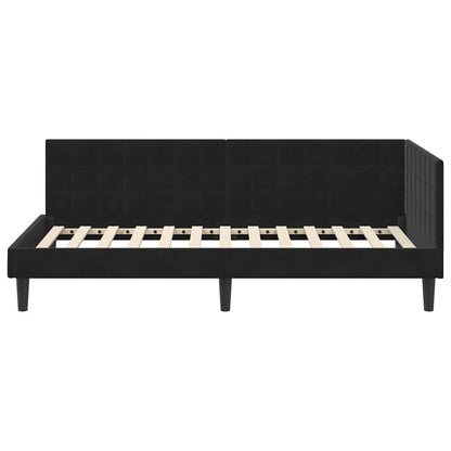 Hoekbedframe met hoofdeinde Zwart 90 cm x 190 cm Fluweel