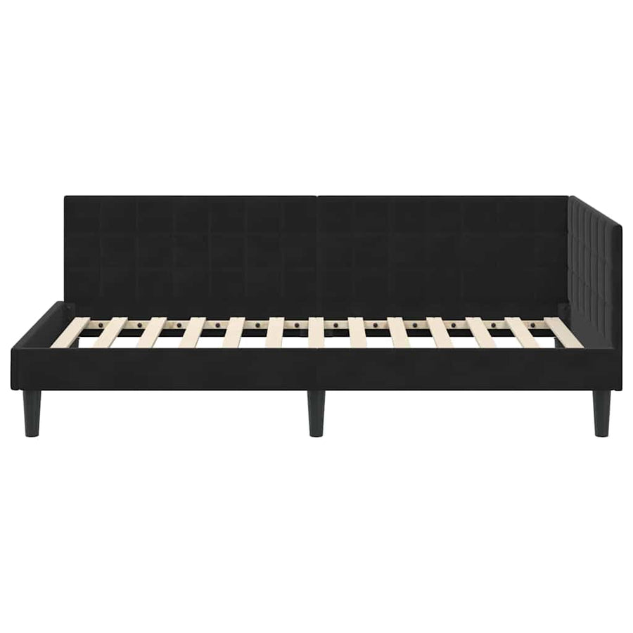 Hoekbedframe met hoofdeinde Zwart 90 cm x 190 cm Fluweel