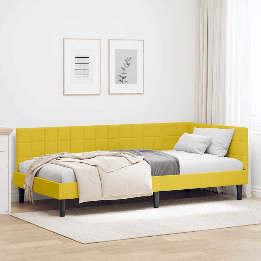 Hoekbedframe met hoofdeinde Geel 90 cm x 190 cm Fluweel