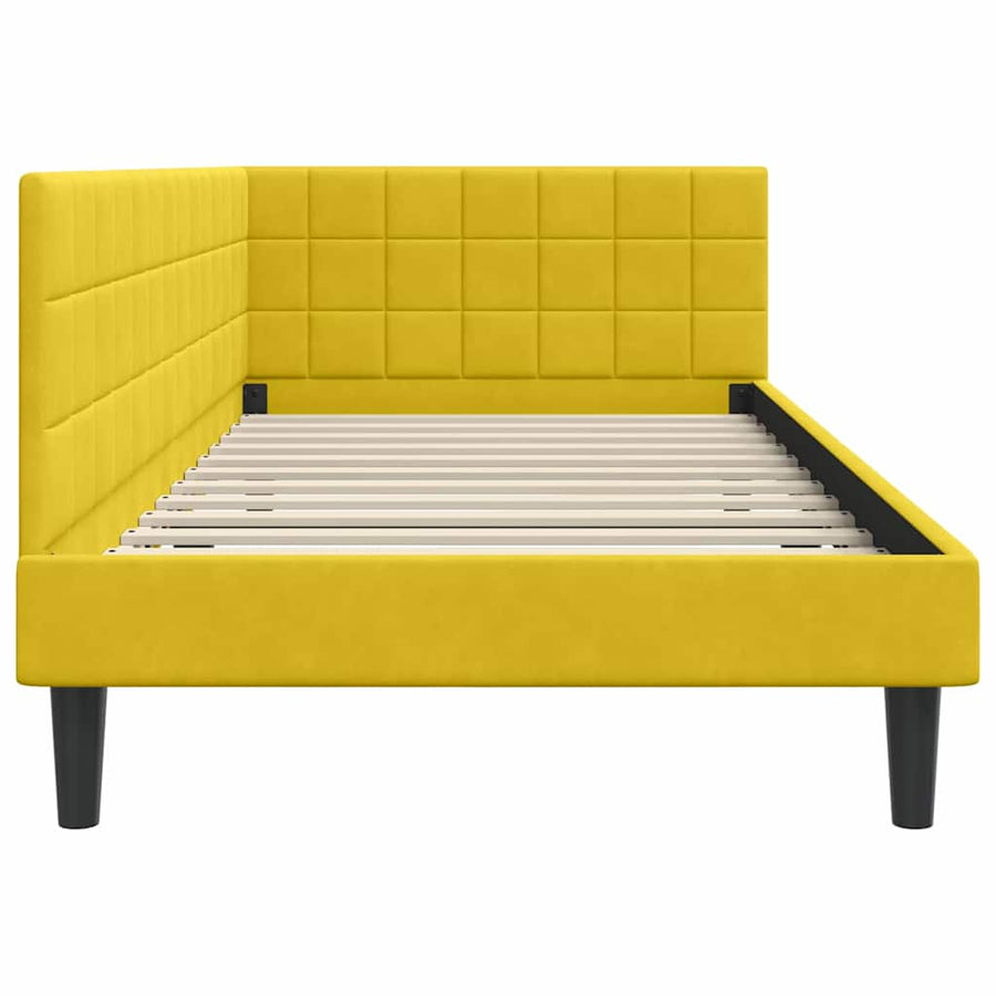 Hoekbedframe met hoofdeinde Geel 90 cm x 190 cm Fluweel