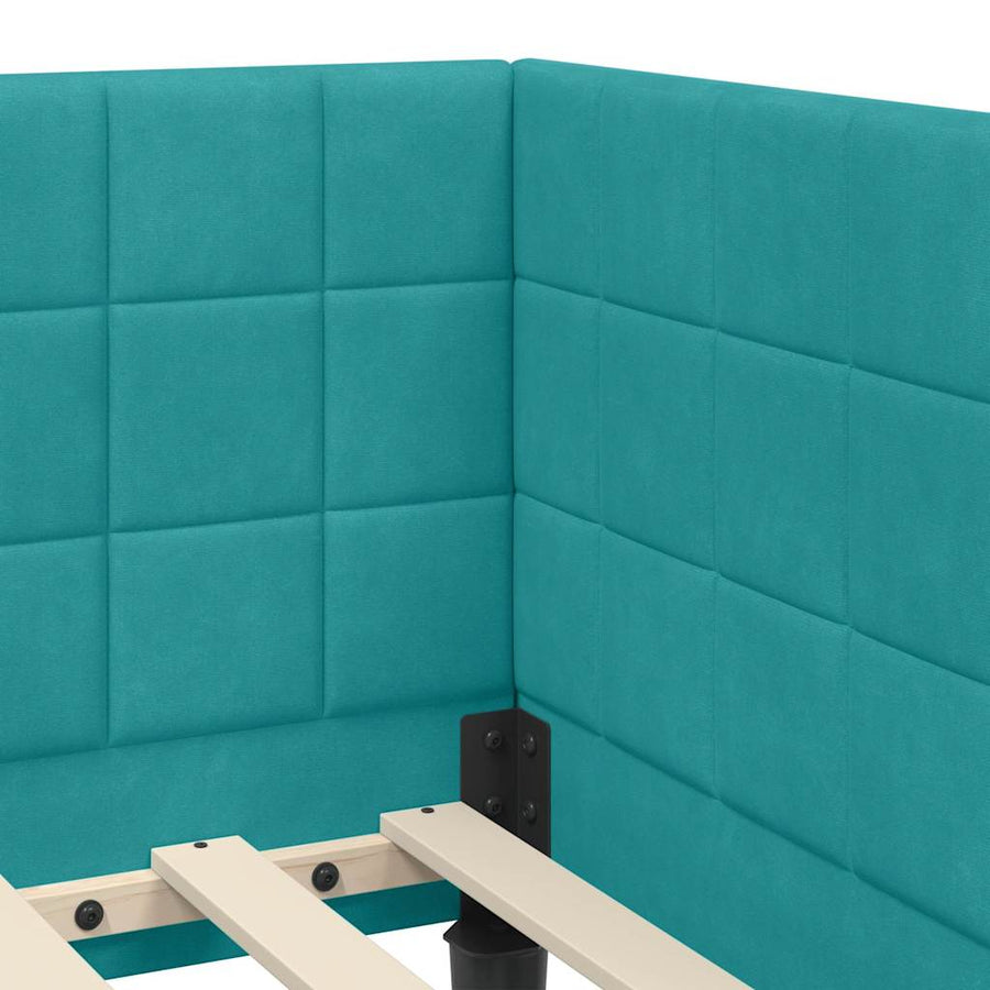 Hoekbedframe met hoofdeinde Turquoise 90 cm x 190 cm Fluweel