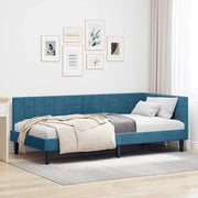Hoekbedframe 90x200 cm blauw fluweel