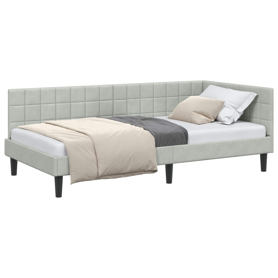 Hoekbedframe met hoofdeinde Lichtgrijs 90 cm x 200 cm Fluweel