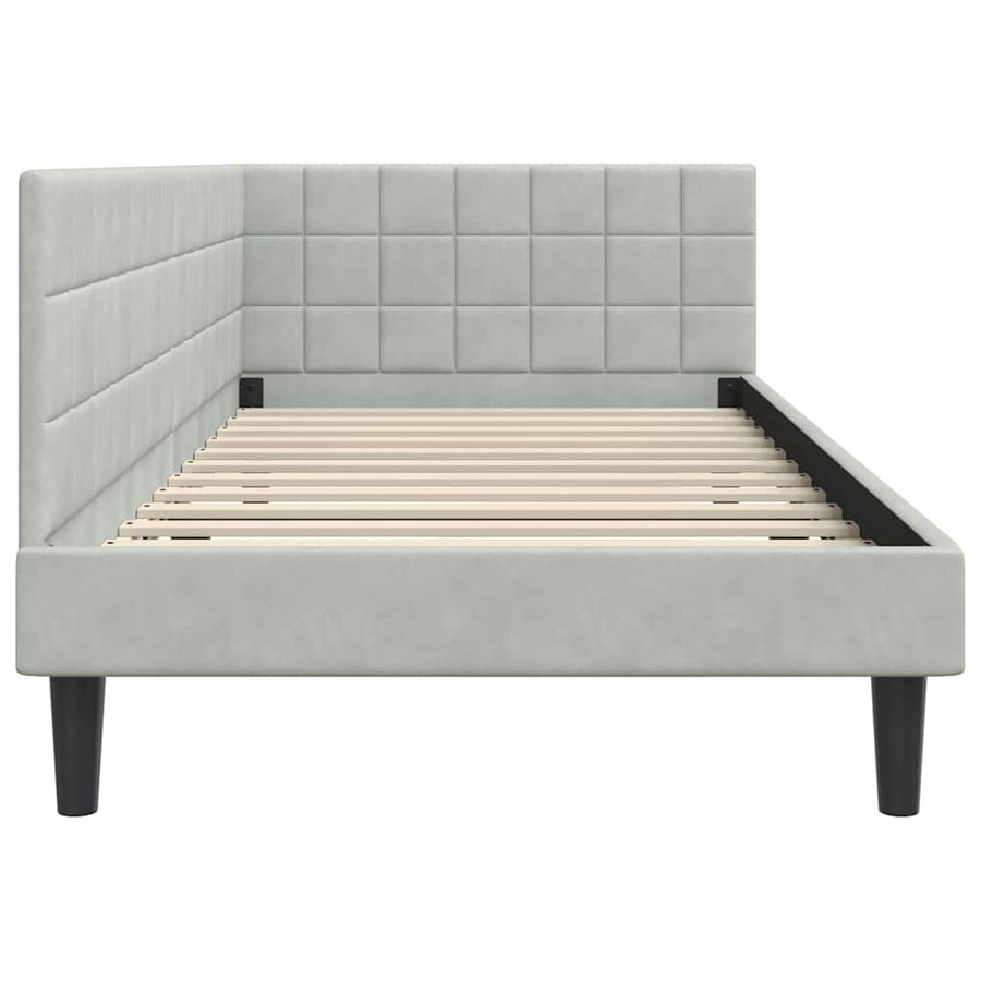 Hoekbedframe met hoofdeinde Lichtgrijs 90 cm x 200 cm Fluweel
