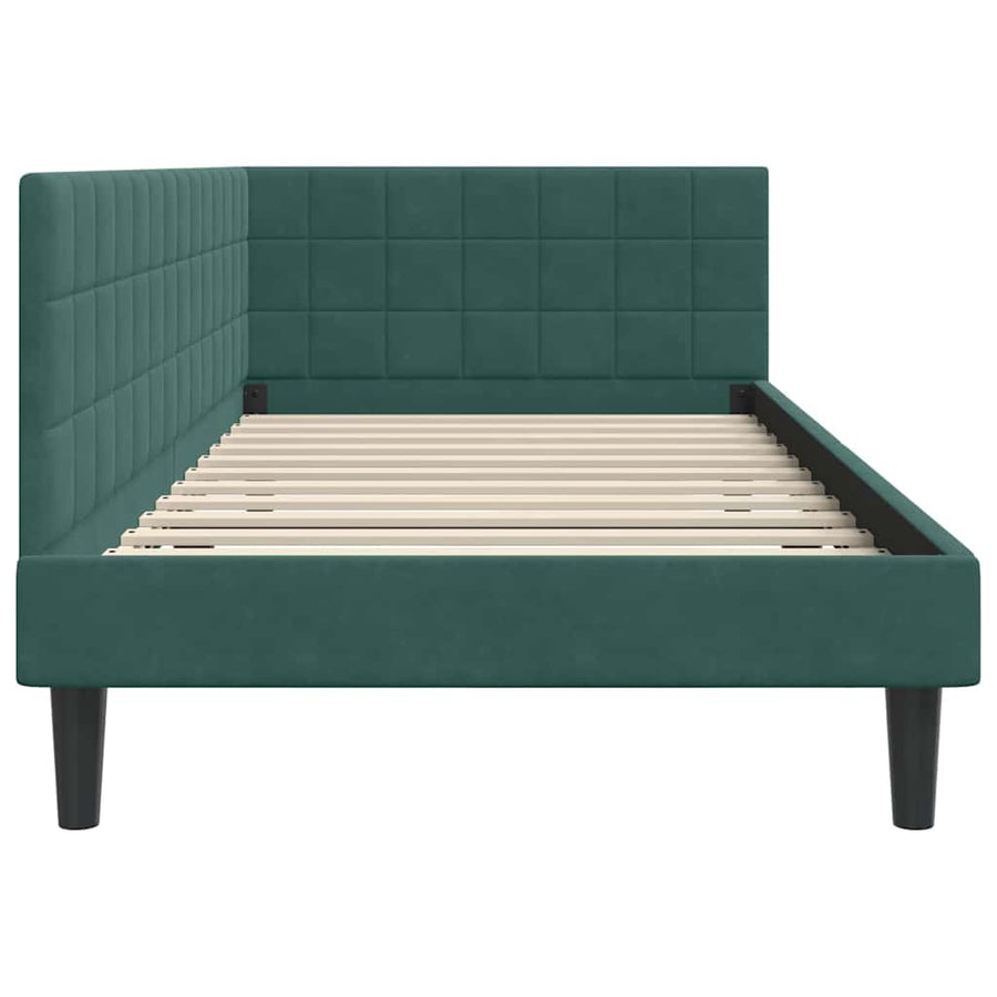 Hoekbedframe met hoofdeinde Donkergroen 90 cm x 200 cm Fluweel