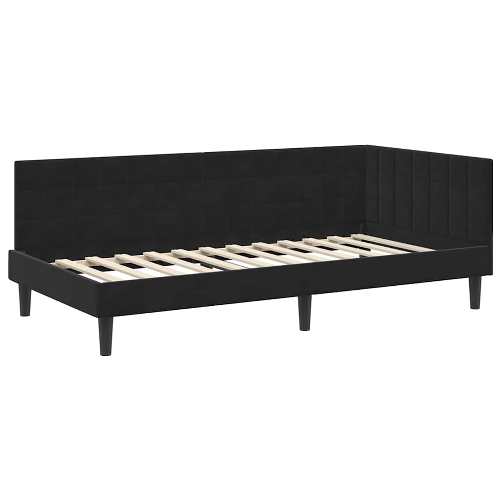 Hoekbedframe met hoofdeinde Zwart 90 cm x 200 cm Fluweel