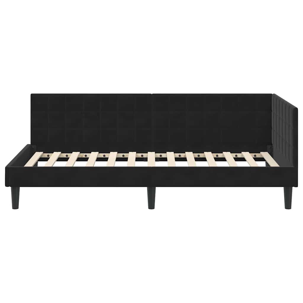 Hoekbedframe met hoofdeinde Zwart 90 cm x 200 cm Fluweel
