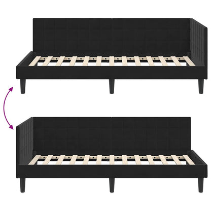 Hoekbedframe met hoofdeinde Zwart 90 cm x 200 cm Fluweel