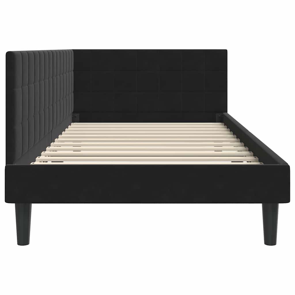 Hoekbedframe met hoofdeinde Zwart 90 cm x 200 cm Fluweel